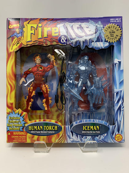 Fire & Ice (Human Torch & Iceman) Limited Edition Action Figure Set  (BRAND NEW/1997/Box Damage) - Schway Nostalgia Co., Figurine Set - Action Figure,