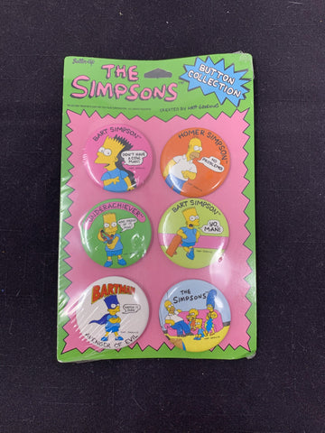 The Simpsons Button Collection (Brand New/1990) - Schway Nostalgia Co., Button/Pin Set - Action Figure,