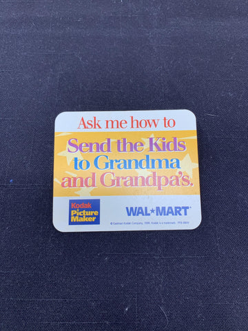 Wal-Mart Send the Kids to Grandparents Button [Kodak Picture Maker] (Used/1990s) - Schway Nostalgia Co., Button/Pin Set - Action Figure,