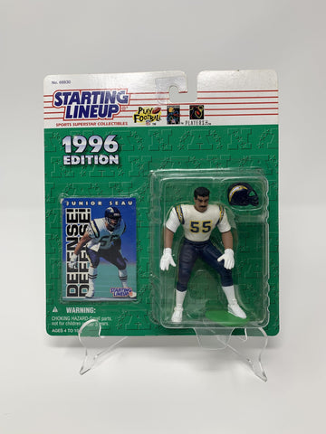 Junior Seau, San Diego, LA Chargers, san diego chargers, chargers, los angeles, california, starting lineup Action Figure, Schway Nostalgia, Action Figure, nfl, football, starting lineup, vintage, toy, collectible, collectible toy, football collectible, football toy, toy, all star, nfl pro bowler, hall of fame nfl hall of fame, nfl hof, nfl hall of famer 